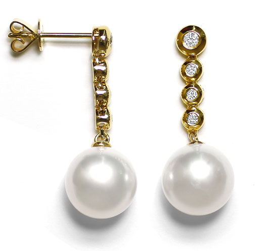Foto 2 - Feine echte Suedsee Perlen an Brillanten-Ohrhaenger 14K, S1178