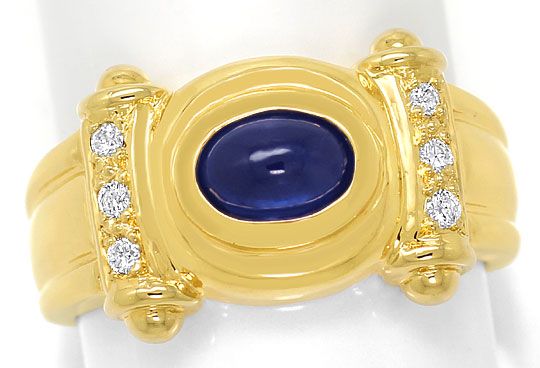 Foto 2 - Designer-Gelbgold-Ring Brillanten Saphir Cabochon, 18K, S4925