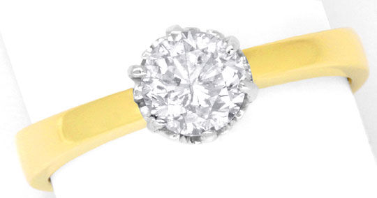 Foto 2 - Brillant-Diamant-Ring 0,87 Carat 18K Gelbgold-Weißgold, S5392